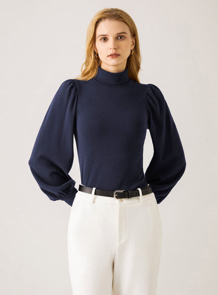 Turtleneck Puff Sleeve Top