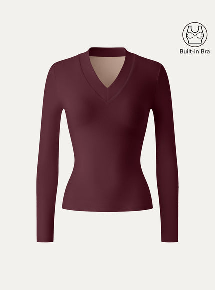 V-neck Wide Binding Slimming Built-In Bra Top