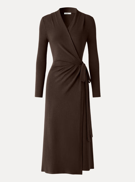 Classic Long Sleeve Midi Wrap Dress