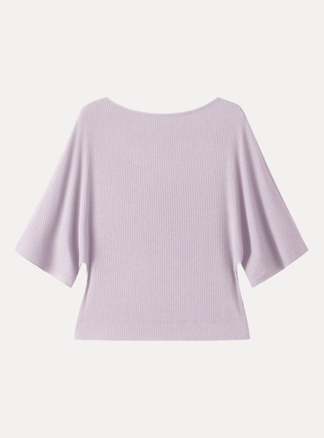 Soft Ribbed Boatneck Relaxed Top