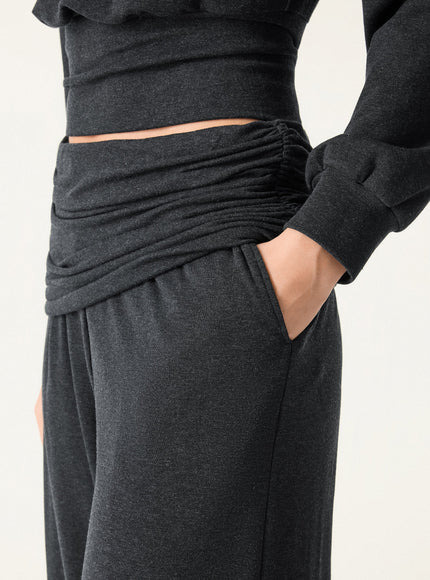 Non-Itchy Wool Blend Drapey Wide Leg Pull-on Pants with Pockets