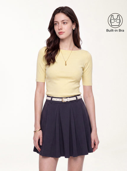 Elbow Sleeve Built-In Bra Top