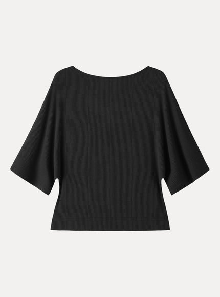 Soft Ribbed Boatneck Relaxed Top