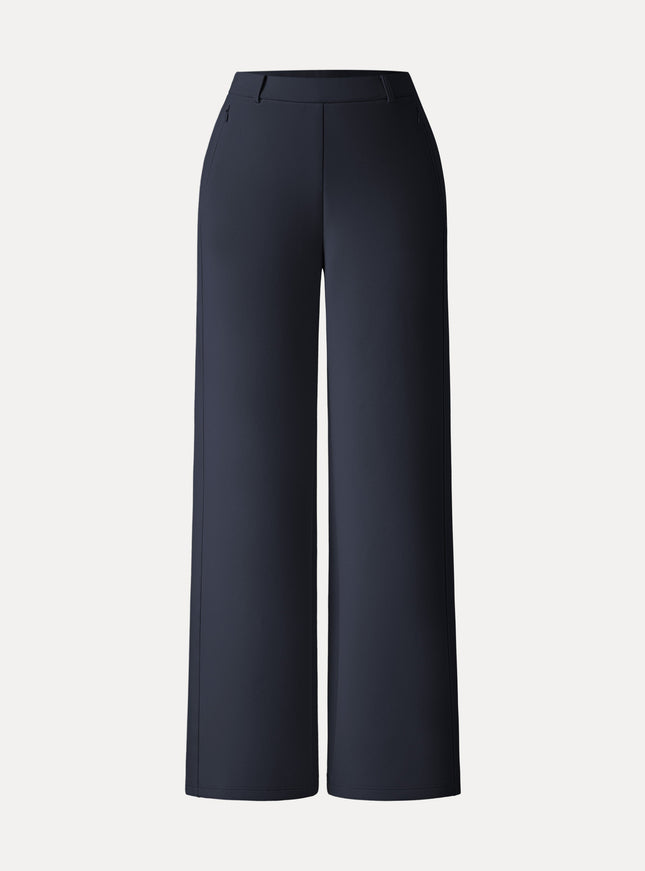 Stretch Cotton Blend Slimming High Rise Wide Leg Pants
