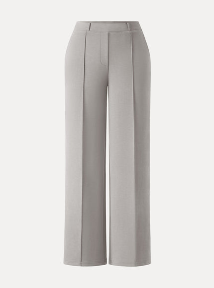 Wrinkle-Resistant Mid Rise Straight Leg Pants with Pockets