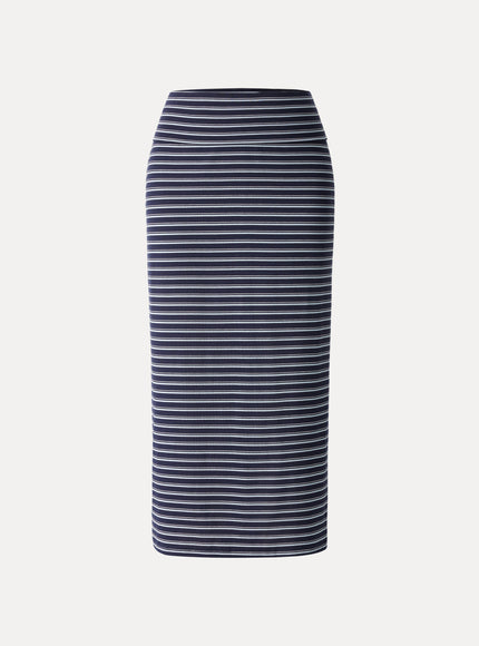 Low Rise Folded Waist Striped Midi Skirt