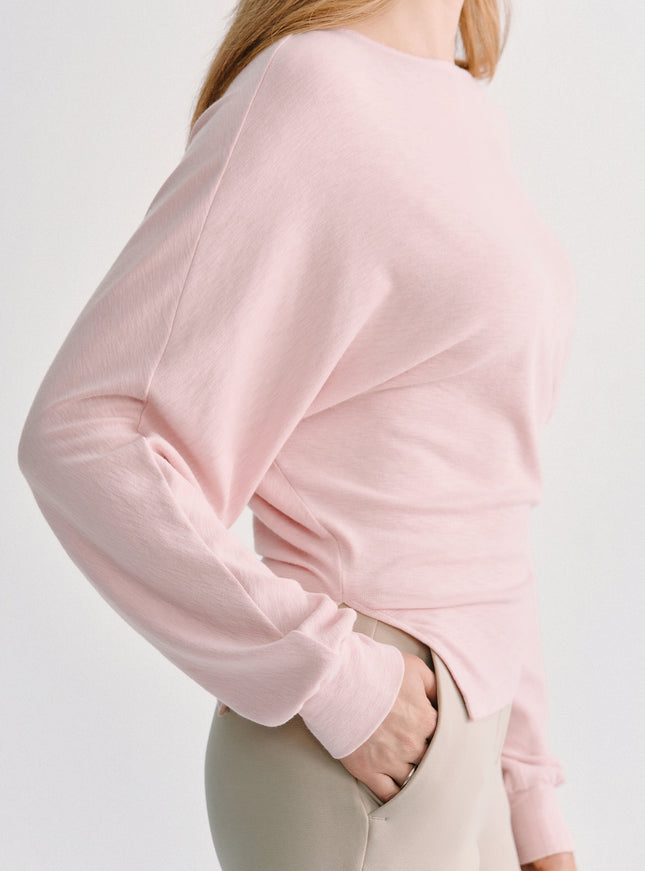 Boatneck Long Sleeve Asymmetrical Hem Top