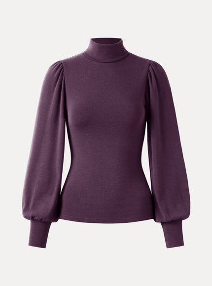 Turtleneck Puff Sleeve Top