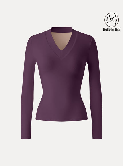 Essential V-neck Wide Binding Slimming Built-In Bra Top