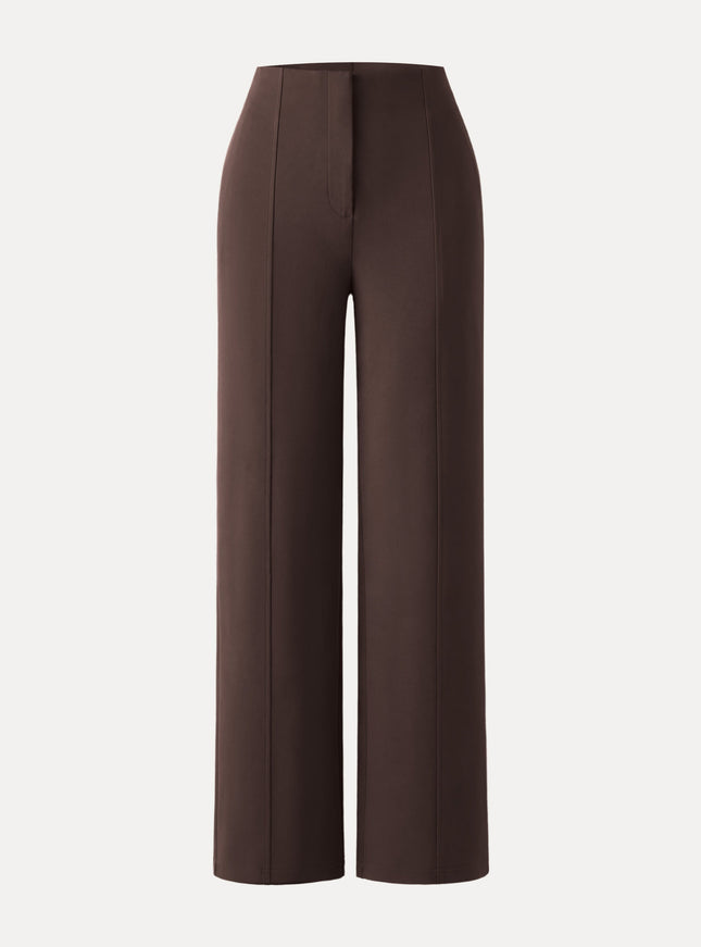 Ponte High-Rise Straight-Leg Pants with Pockets - Heather Black Grey