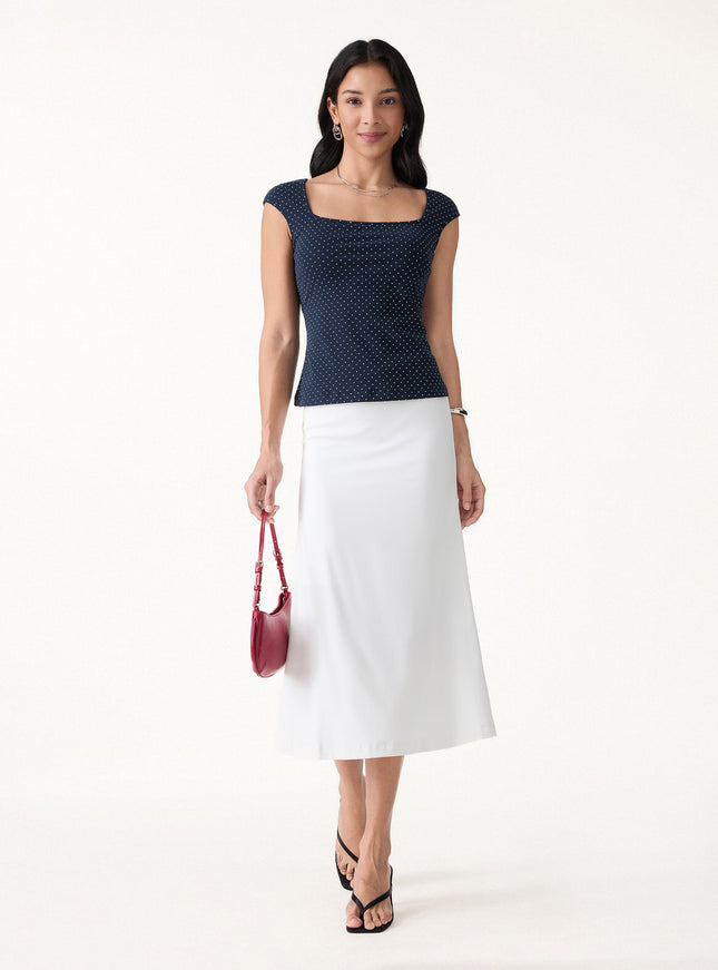 Polka Dots Square Neck Built-In Bra Top