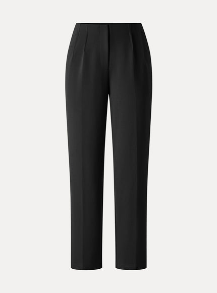 Ponte Mid-Rise Ankled Tapered Tuck Pants with Pockets