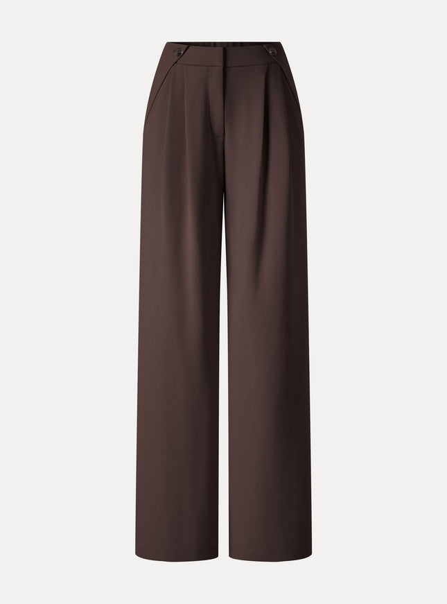 Ponte High-Rise Wide-Leg Gusset Pants with Pockets