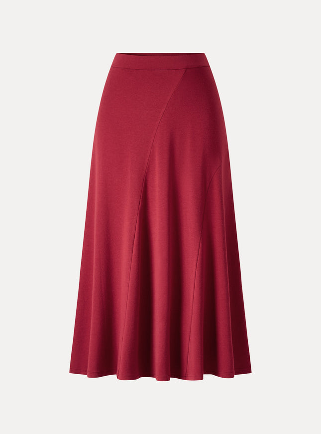 High-Rise Curved-Seam A-Line Midi Skirt