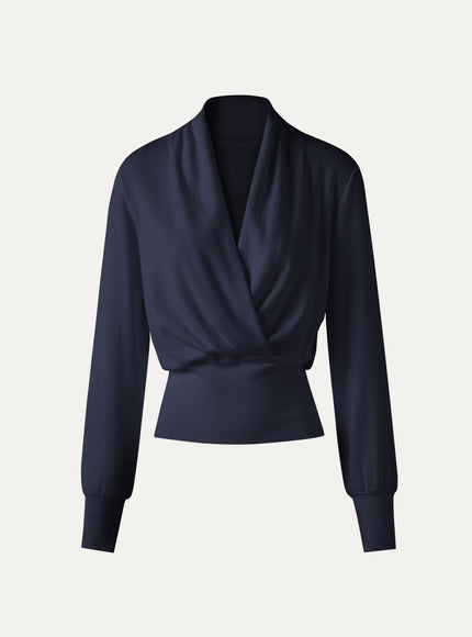 Surplice Long Sleeve Banded Hem Top