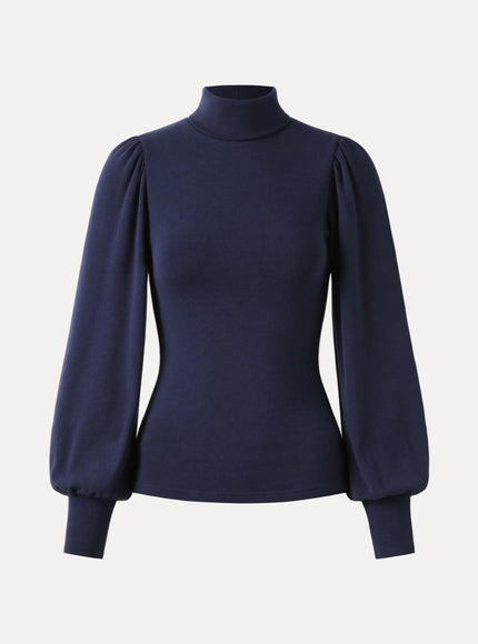 Turtleneck Puff Sleeve Top