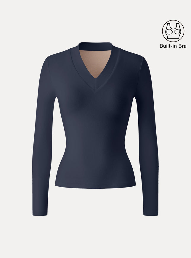 V-neck Wide Binding Slimming Built-In Bra Top