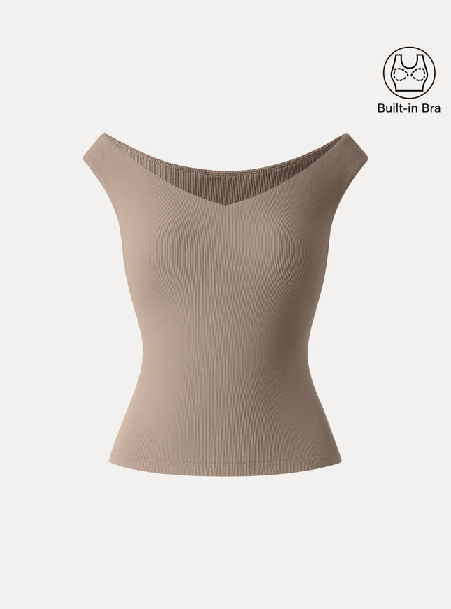 Essential V-neck New Airy Built-In Bra Top