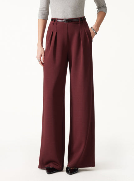 2Pcs Set Mock Neck Batwing Sleeve Top & High-Rise Wide-Leg Pants with Pockets