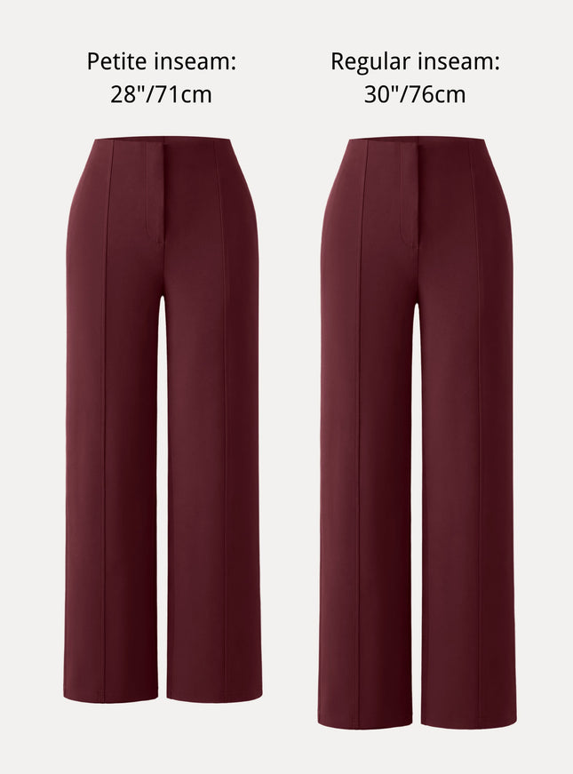 Ponte High-Rise Straight-Leg Pants with Pockets - Heather Black Grey