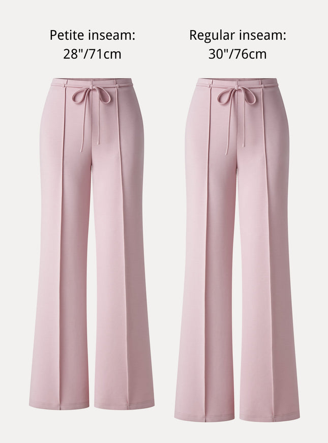 Lyocell Spacer Knit High-Rise Flare Pants with Pockets