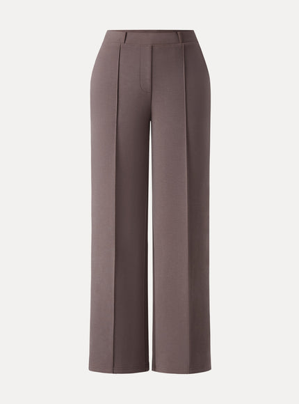 Wrinkle-Resistant Mid Rise Straight Leg Pants with Pockets