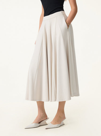 Lyocell Blend Volume Skirt with Pockets