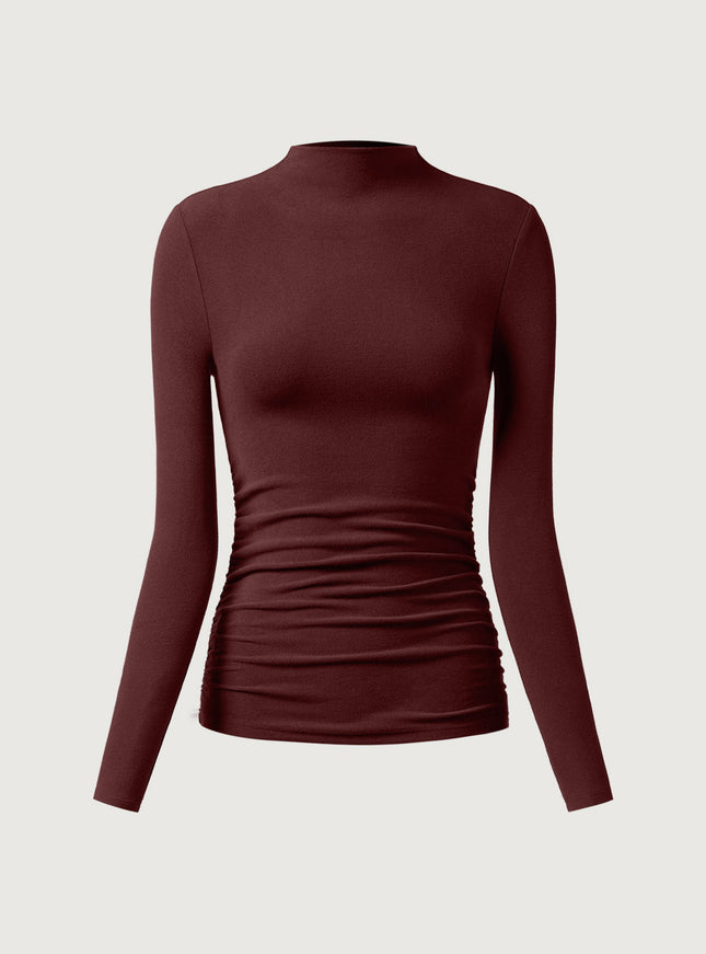 Ruched Sides Tuckable Mockneck Top