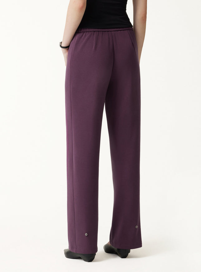 2Pcs Set MaxWarm Fleece Round Neck Long Sleeve Top & High-Rise Belted Wide-Leg Pants with Pockets
