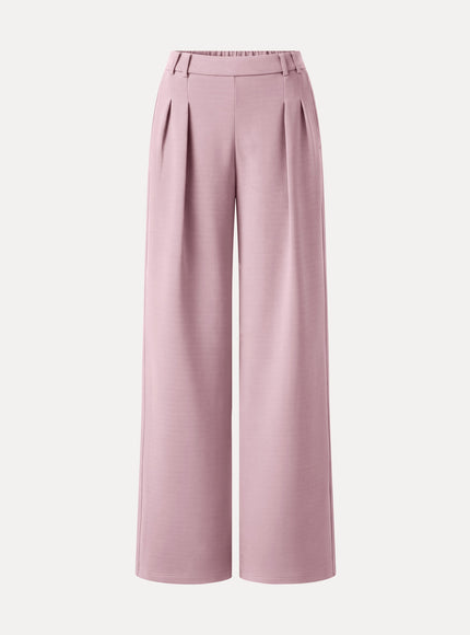 Lyocell Spacer Knit High-Rise Wide-Leg Tuck Pants with Pockets