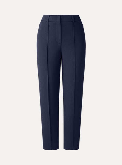 Modal Blend Ponte High-Rise Ankled Slim-Straight Pants with Pockets