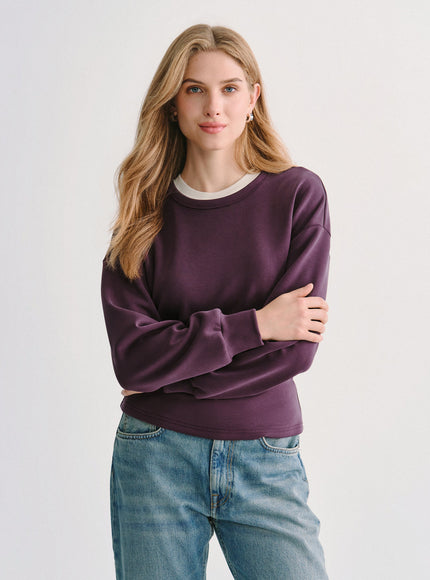 2Pcs Set MaxWarm Fleece Round Neck Long Sleeve Top & High-Rise Belted Wide-Leg Pants with Pockets