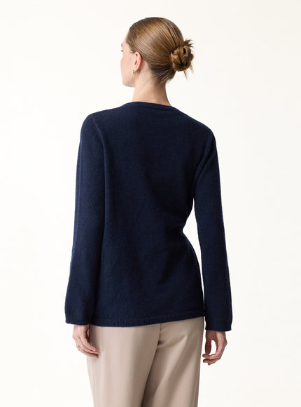 Merino-Blend V-Neck Long Sleeve Wrap Sweater