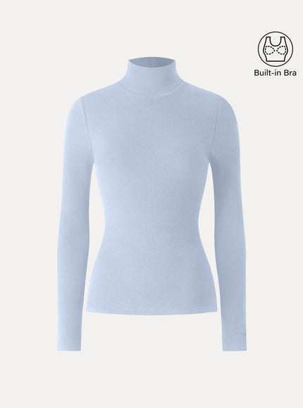 Turtleneck Long Sleeve Built-In Bra Top