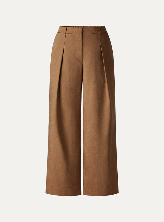 Linen Cropped Wide Leg Pants