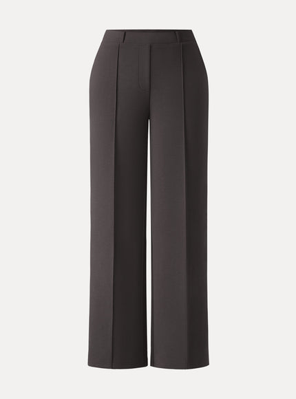 Wrinkle-Resistant Mid Rise Straight Leg Pants with Pockets