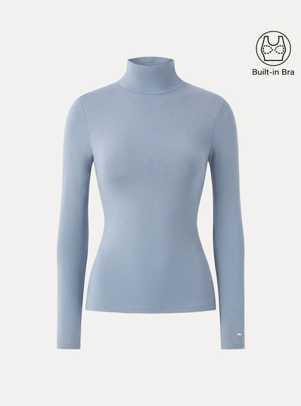 MaxWarm Turtleneck Long Sleeve Built-In Bra Top