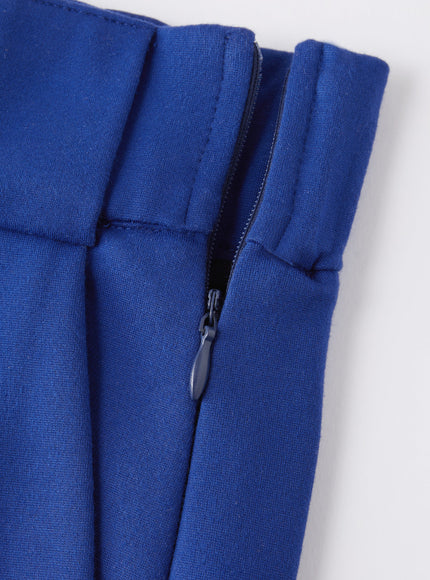 Ponte Mid-Rise Wide-Leg Tuck Pants with Pockets