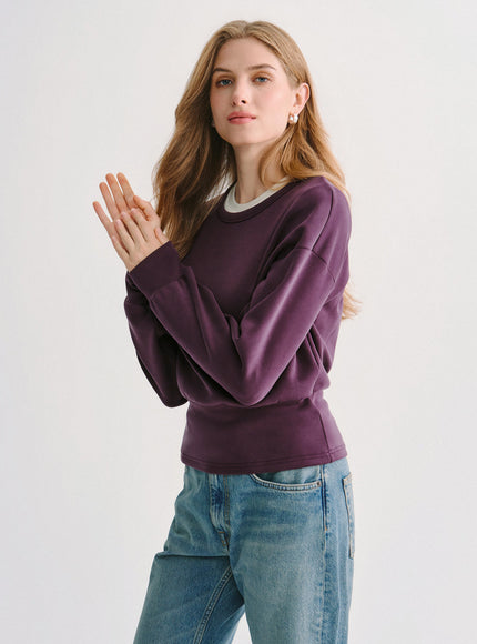 MaxWarm Modal Stretch Fleece Round Neck Long Sleeve Banded Hem Top