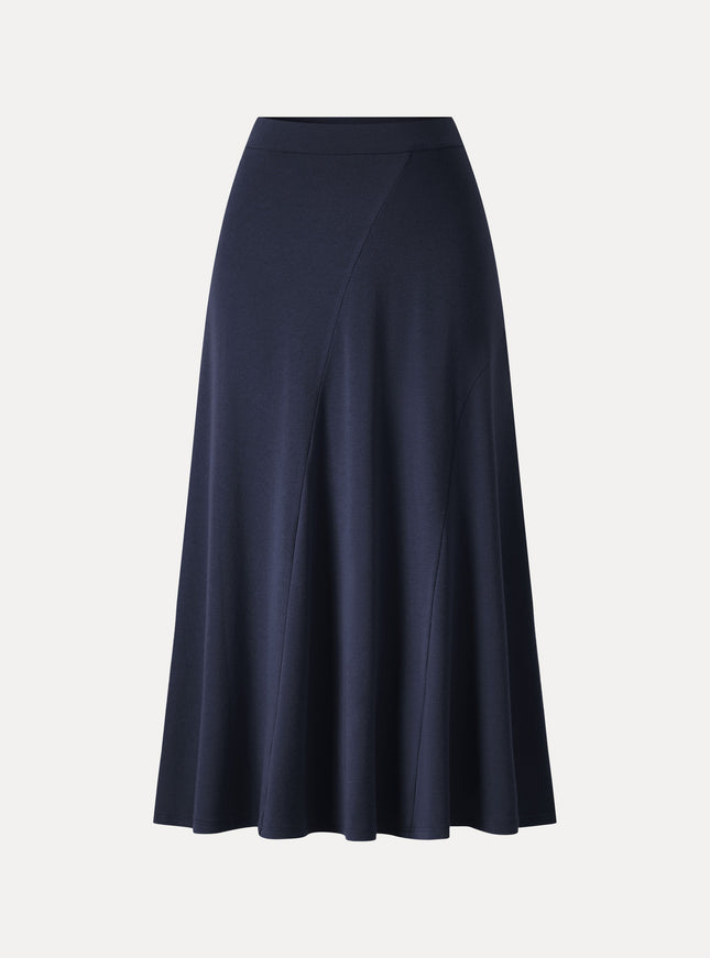High-Rise Curved-Seam A-Line Midi Skirt