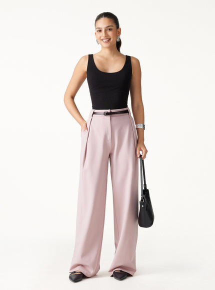 Ponte High-Rise Straight-Leg Pants with Pockets - Heather Charcoal Grey