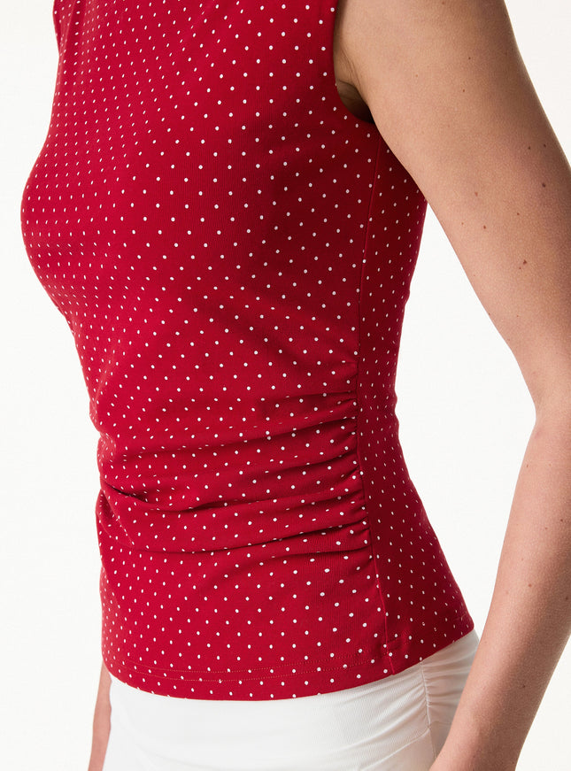 2Pcs Set Polka Dot Boatneck Built-In Bra & A-Line Flare Skirt Limited Edition