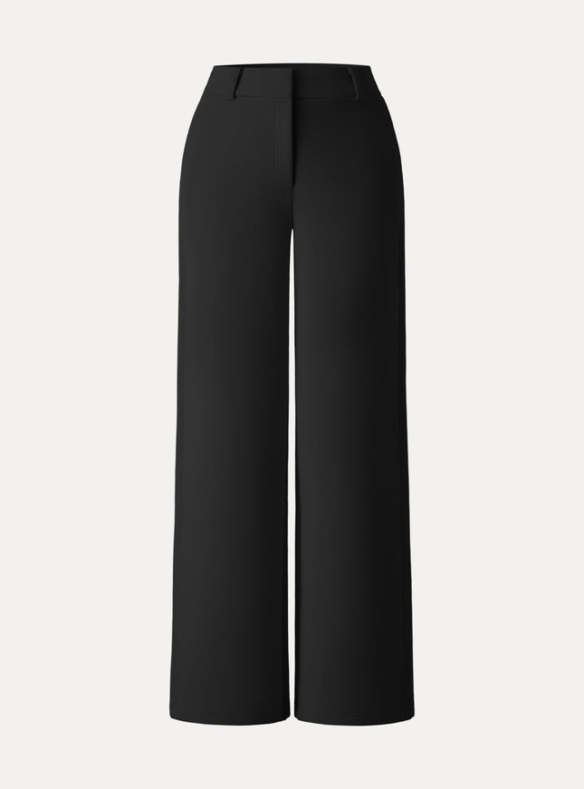 Stretchy Mid Rise Wide Leg Trouser