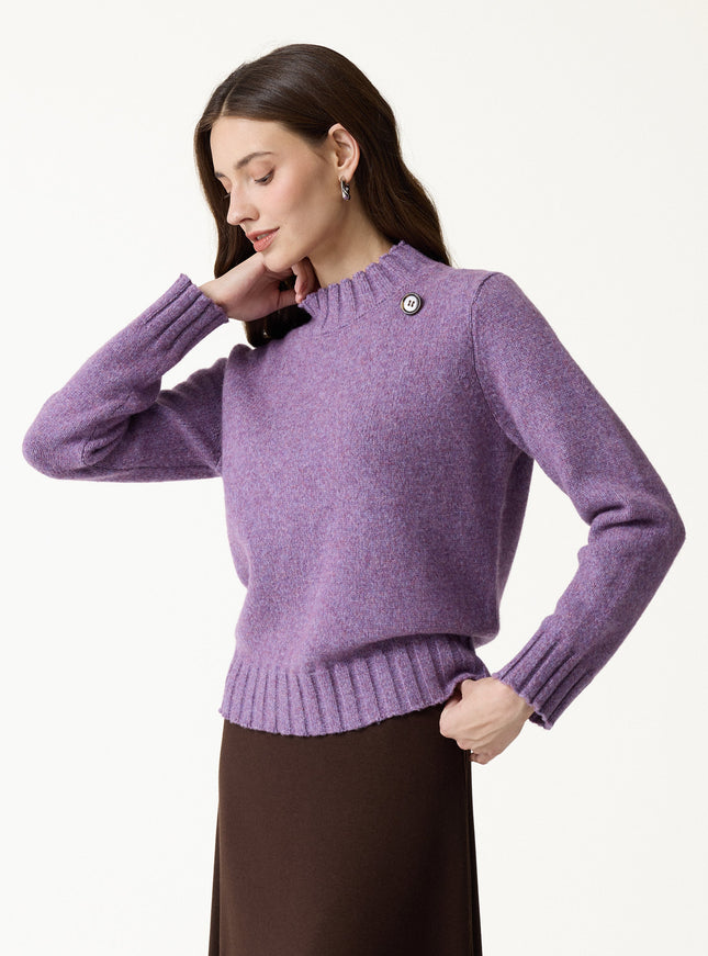 Merino Blend Plush Sweater with Removable Scarf