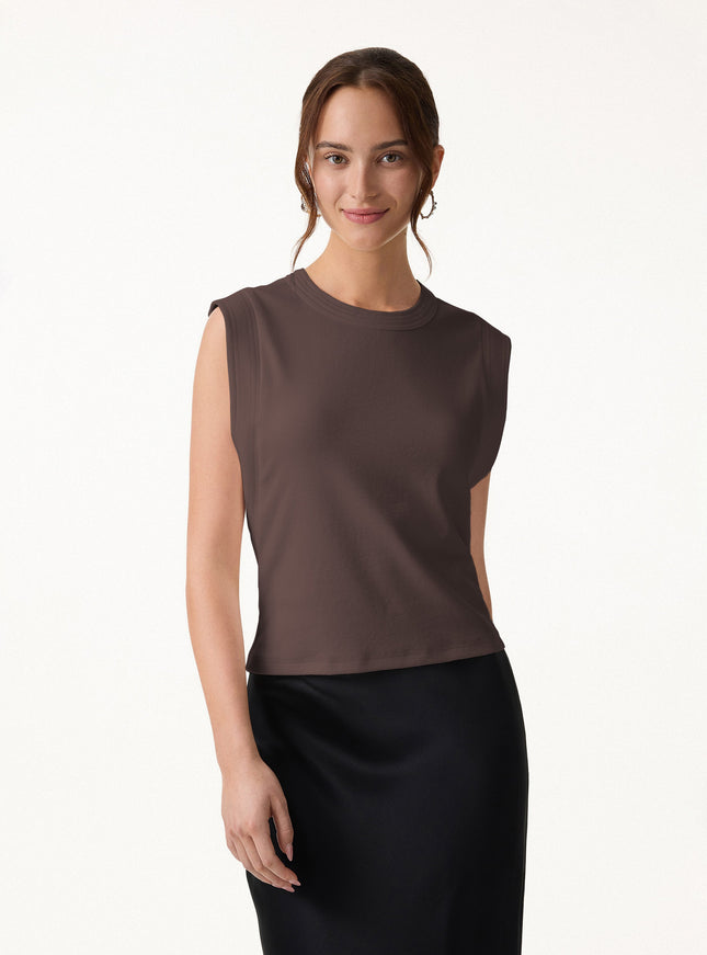 Soft Cotton Lyocell Cropped Wide Shoulder Tank