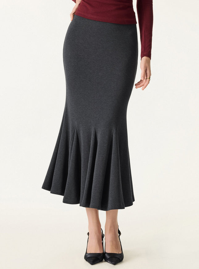 2Pcs Set Convertible Neck Built-In Bra Top & High-Rise Mermaid Midi Skirt