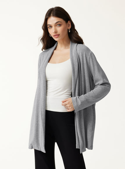 Lapel Long Sleeve Belted Cardigan