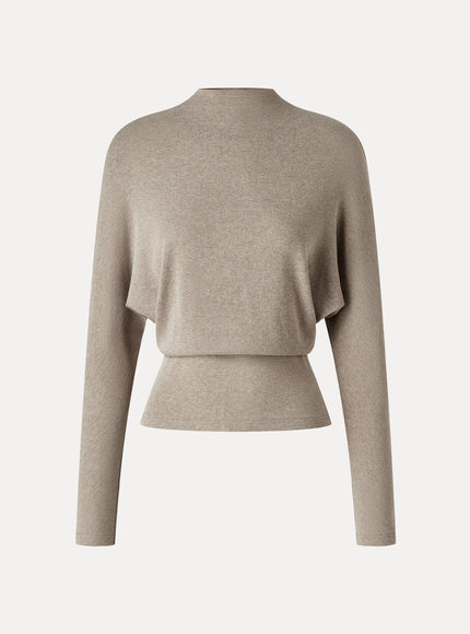 Mock Neck Batwing Sleeve Top
