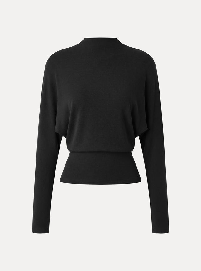 Mock Neck Batwing Sleeve Top