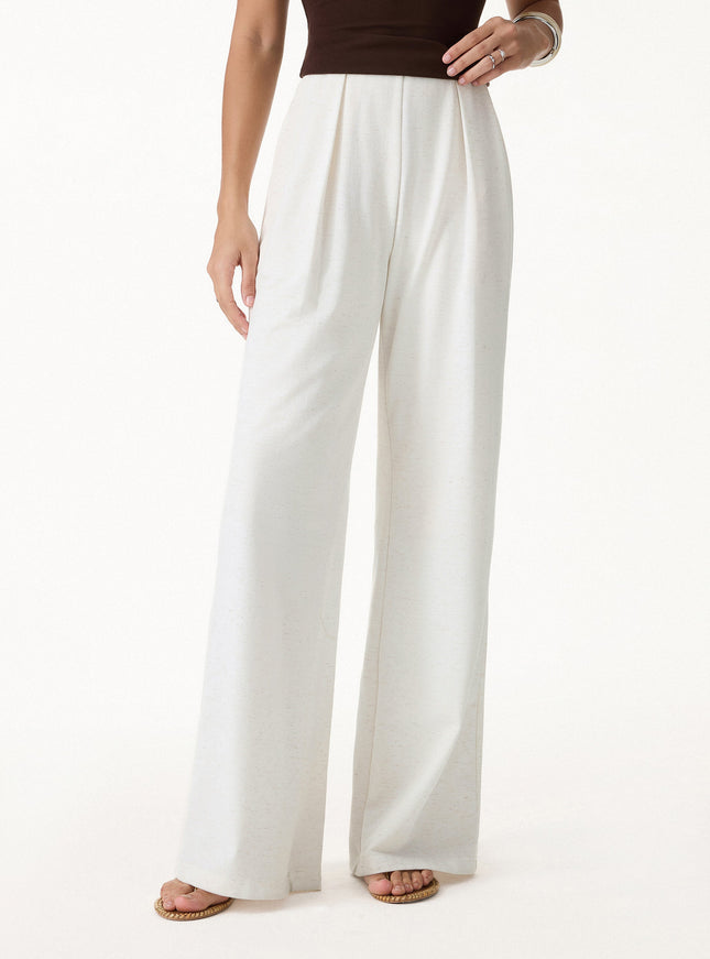 Airy Stretch Linen-Like Wide Flare Pant with Pockets